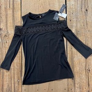 Y'yigal Black l/s bare-shoulder top